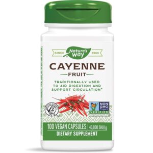 Nature's Way Cayenne Fruit Лют червен пипер За добро кръвообращение 450мг 100 капсули
