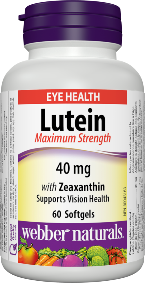 Webber Naturals Лутеин 40 mg+ Зеаксантин 7 mg Lutein with Zeaxanthin Extra Strength, 60 софтгел капсули