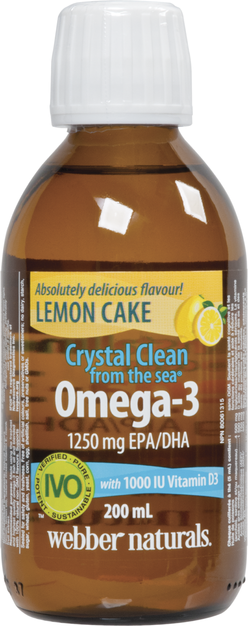 Webber Naturals Crystal Clean from the sea® Omega-3 1250 mg (EPA/DHA 750/500)+ витамин D3 1000 IU 200 ml