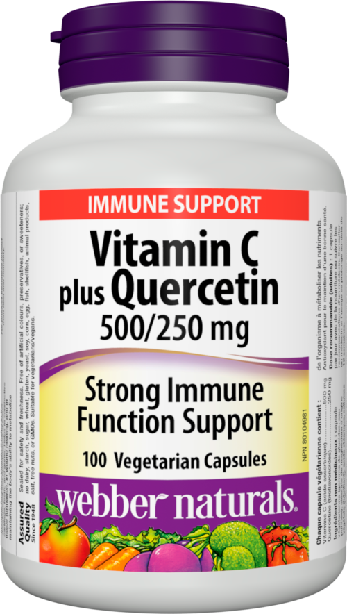 Webber Naturals Витамин С 500 mg+Кверцетин 250 mg Vitamin C plus Quercetin 100 V капсули