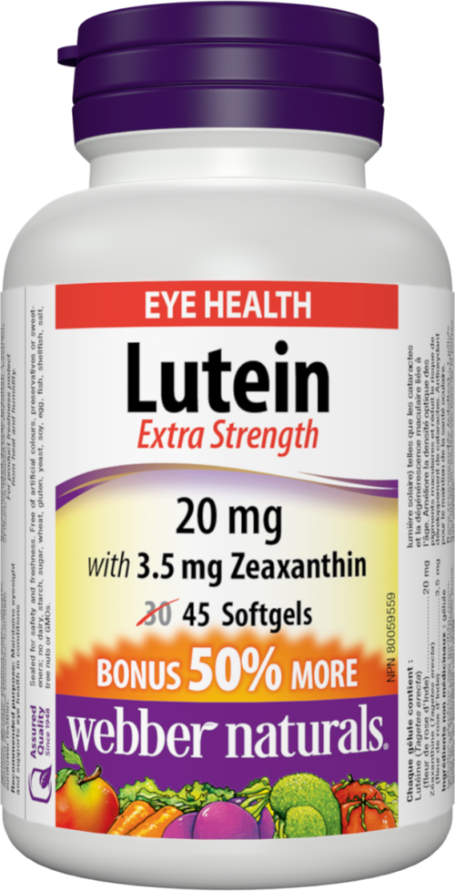 Webber Naturals Lutein with Zeaxanthin Extra Strength Лутеин 20 mg & Зеаксантин 3.5 mg 45 софтгел капсули