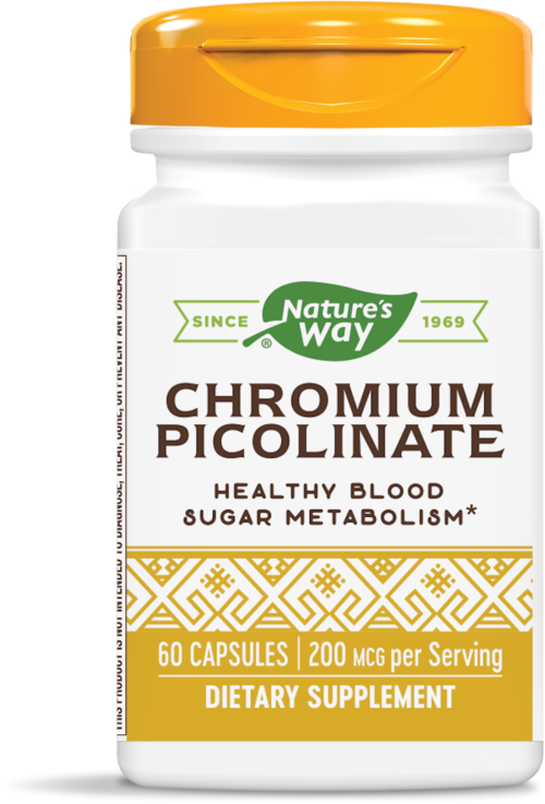 Nature's Way Chromium Хром Пиколинат за баланс на кръвната захар 200мкг х 60 капсули