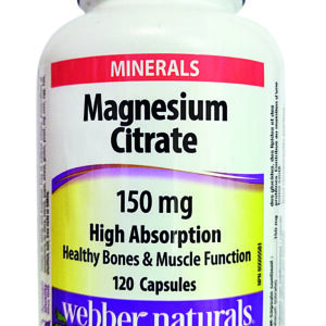 Webber Naturals Магнезий (Цитрат) High Absorption 150 mg Magnesium Citrate 120 капсули