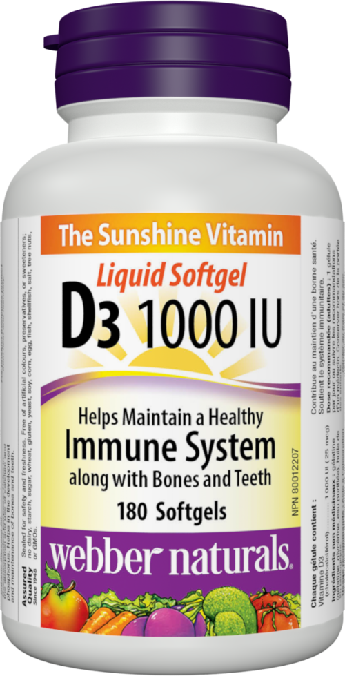 Webber Naturals Vitamin D3 / Витамин D3 1000 IU 180 софтгел капсули
