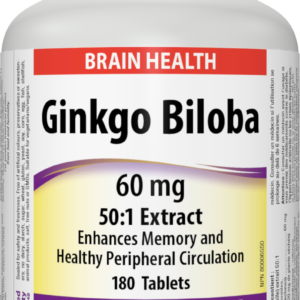 Webber Naturals ГИНКО БИЛОБА 60 mg Ginkgo biloba 60 mg, 50:1 Extract 180 таблетки